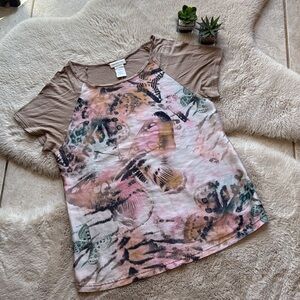 Monroe & Main Top Blouse Butterfly Medium Short Sleeve Boho Hippie